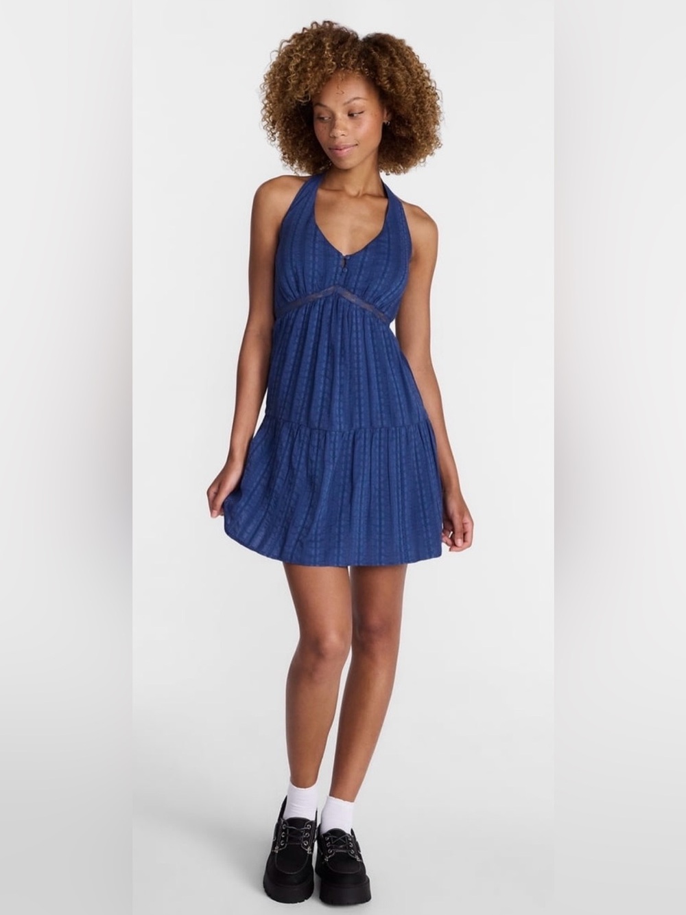 No Boundaries Blue Halter Mini Dress